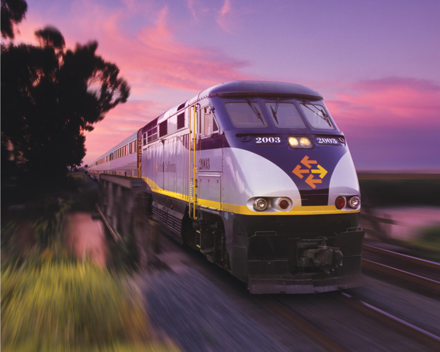 Fast-moving train